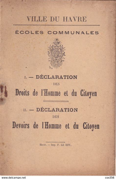 Décrets And Lois Ville Du Havre Déclaration Des Droits Et Des Devoirs De L Homme Et Du Citoyen