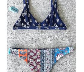 Retro Two Sided Print Two Piece Straps Bikini On Luulla