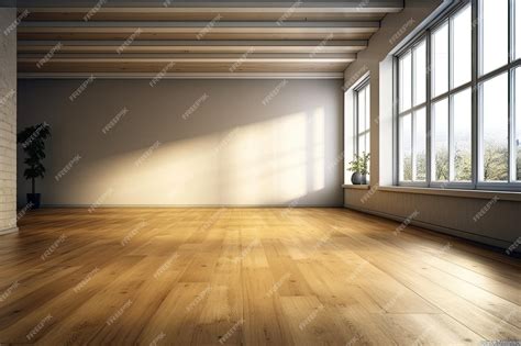 Premium Photo | An empty room with a wood laminate floor and window light