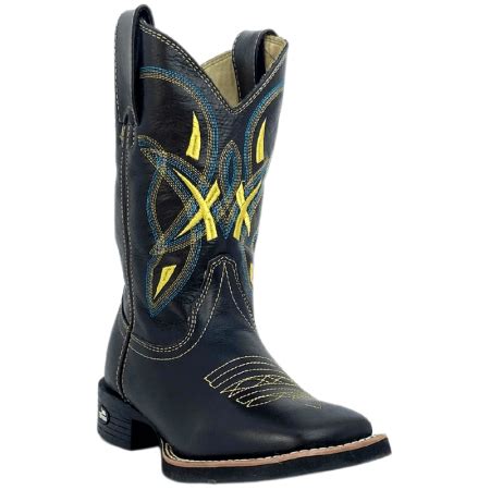 Bota Texana Masculina Couro Leg Timo Preto Neon