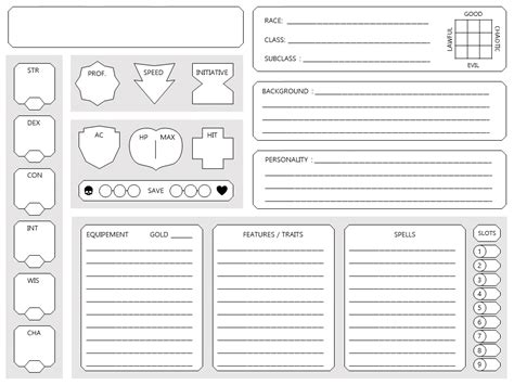 Simplified Dnd 5e Character Sheet