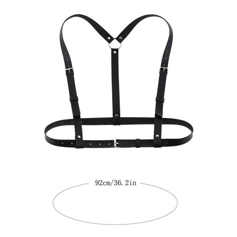 Black Faux Leather Harness Strap Belts Women Lingerie Body Chain Jewelry Bondage Cage Sculpting