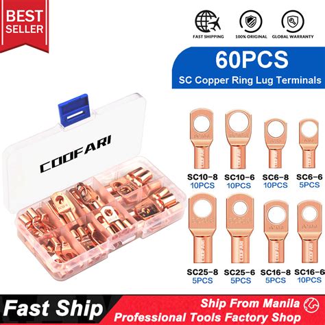 COOFARI SC Copper Ring Lug Terminals OT Wire Naked Battery Cable