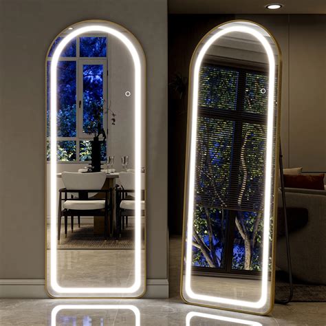 BEAUTYPEAK LED Arched Full Length Mirror 64″ x 21″ Standing Floor
