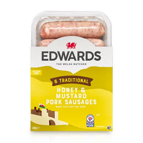 Edwards Of Conwy Honey And Mustard Pork Sausages 400g Adultfoodandbeverage