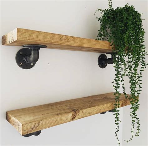 Floating Shelves, Wall Shelf, Angled Bracket Farmhouse Decor, Pipe ...