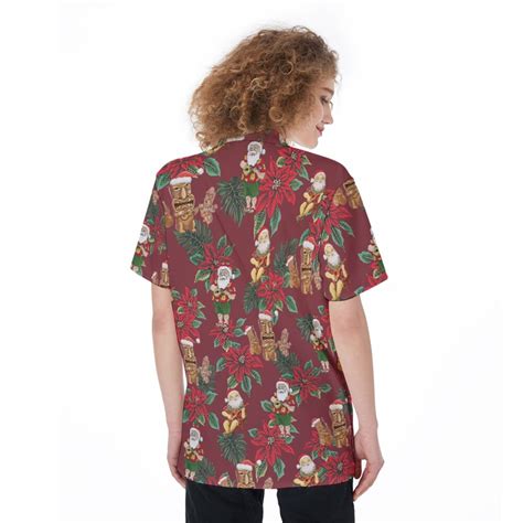 Chrismas Tiki And Santa Hawaiian Shirt For Women Vinco Hawaiian Shirts