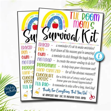 EDITABLE Room Mom S Survival Kit Printable Back To School Gift Pta