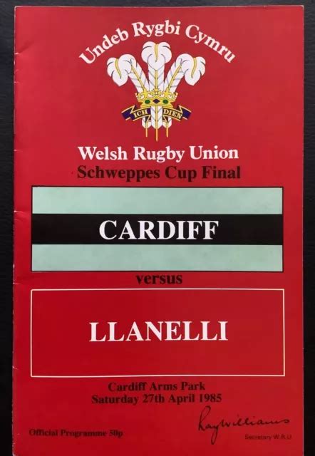 Cardiff V Llanelli Programm Wru Schweppes Cup Finale Eur