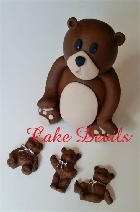 Fondant Bear Cake Topper Teddy Bear Topper Birthday Cake Etsy