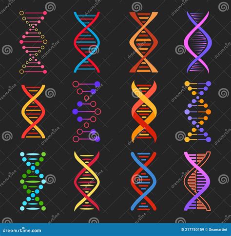 Dna Helix Vector Icons Of Genetics Medicine Stock Vector Illustration