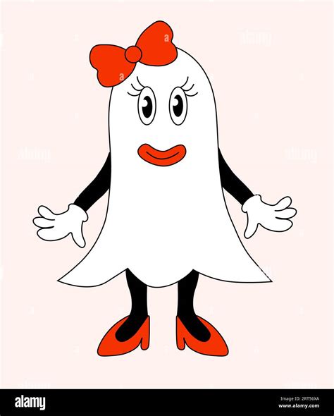 Retro Groovy Halloween Ghost Girl Vector Flat Stock Vector Image And Art Alamy