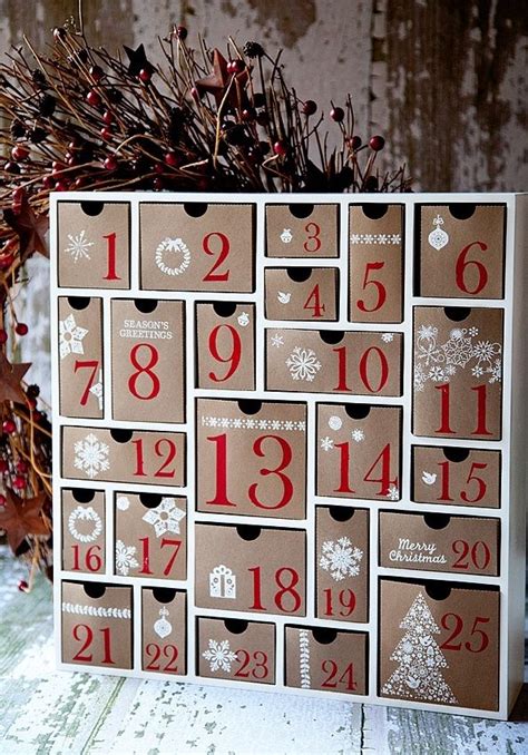 Diy Advent Calendar Wood Frame Paper Prawers Homemade Christmas