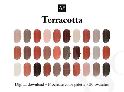 Terracotta Procreate Color Palette Swatches For Ipad And Etsy