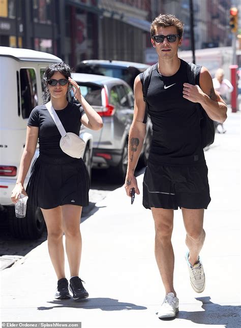 Camila Cabello And Shawn Mendes Coordinate In Black Athleisure As On