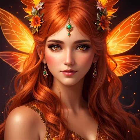 Fairy Goddess With Warm Colors Realistic Fiery Ba