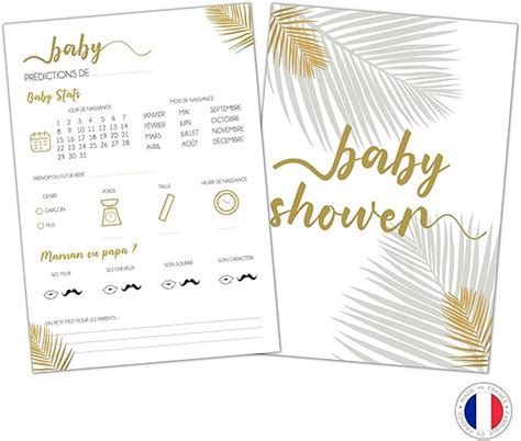 20 cartes Pronostics pour Baby shower mixte fille ou garçon pour Fête