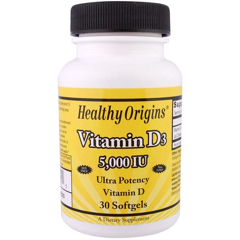 Healthy Origins Vitamin D3 5 000 IU 30 Softgels IHerb