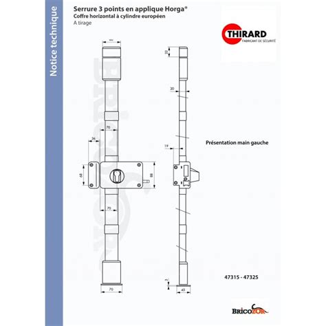 Serrure En Applique Horizontale Points Tirage Et Cylindre Horga