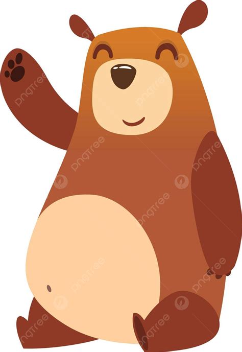 Cheerful Cartoon Brown Bear Vector Drawing Of Isolated Brown Bear