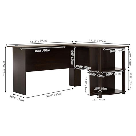 Otviap L Shaped Wood Right Angle Computer Desk With Two Layer