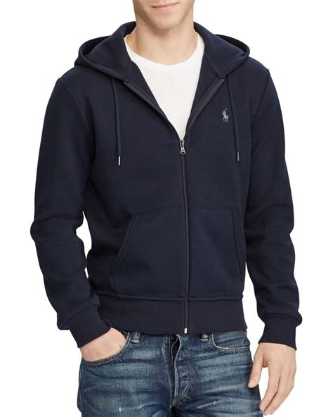 Polo Ralph Lauren Synthetic Double Knit Full Zip Hoodie In Blue For Men