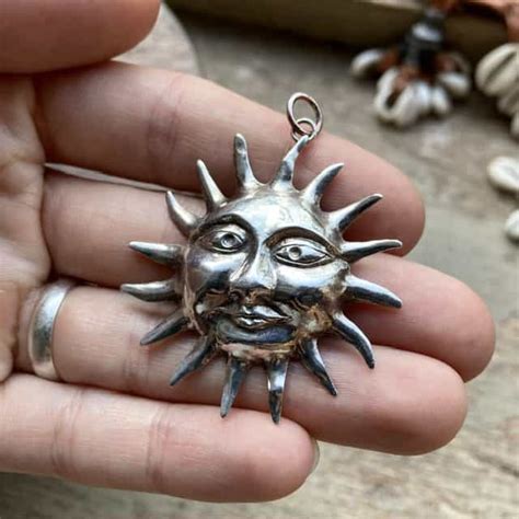 Amazing Vintage Sterling Silver Celestial Sun Pendant Woven Earth