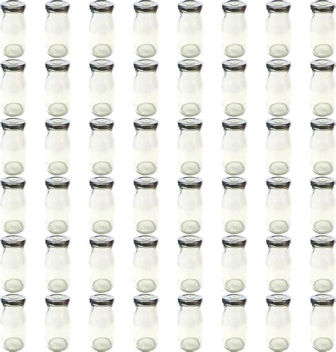 Unowall Set Of 48 Classic Mini Glass Milk Bottles With Silver Lids With Holes Funky Retro