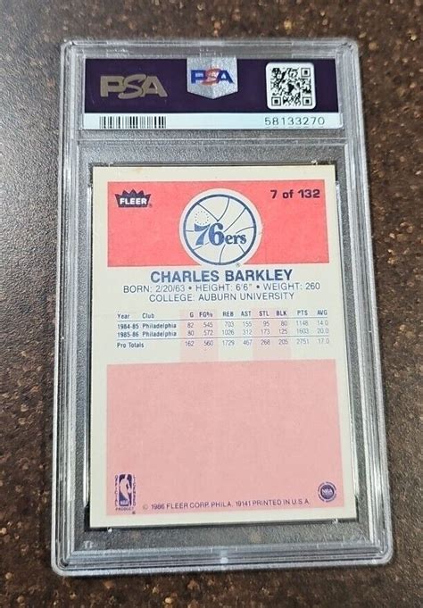 Charles Barkley Fleer Rookie Rc Psa Good Sixers Hof