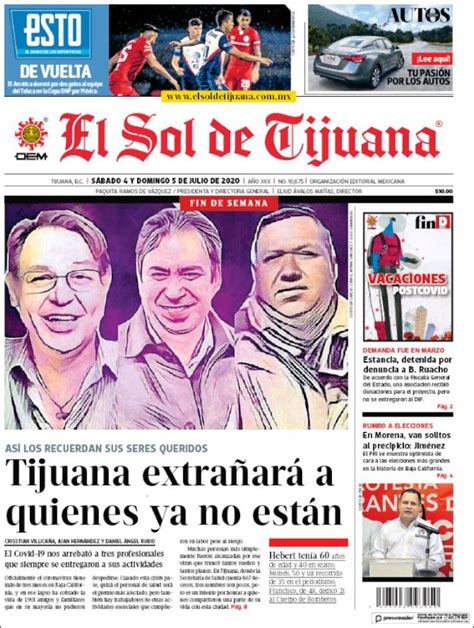 Periódico El Sol de Tijuana México Periódicos de México Edición de