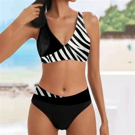 Women Bikini Set Two Piece Swimsuit V Neck Bikini Swimwear High Waist