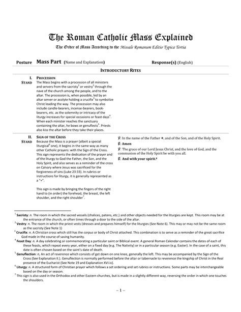 The Roman Catholic Mass Explained the Order of Mass According to the ...