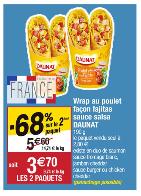 Promo Wrap au poulet façon fajitas sauce salsa daunat chez Migros