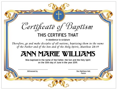 8 5x11 Baptism Certificate Template Edit In Microsoft Word Instant Download Certificate