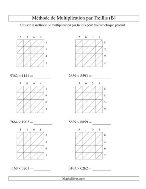 Multiplication de Nombres à 4 Chiffres par des Nombres à 4 Chiffres B