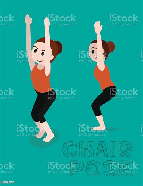 Ilustrasi Yoga Chair Pose Cartoon Vector Ilustrasi Stok Unduh Gambar Sekarang Atlet Peran