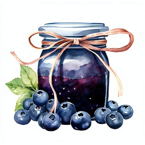 Premium Ai Image Beautiful Blueberry Jam Jar Clipart Illustration