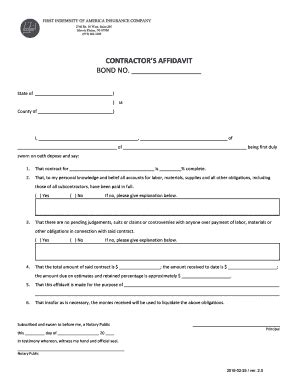 Fillable Online Contractors Affidavit Bond No Bfiagroupb Fax Email