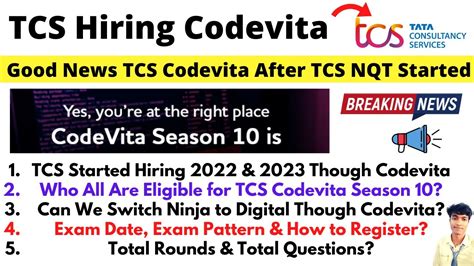 Good News Tcs Codevita Season Started After Nqt Registration Date