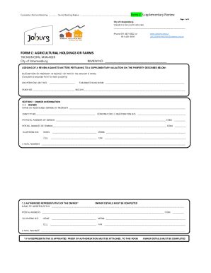 Fillable Online Eservices Joburg Org FORM A Joburg EServices Fax