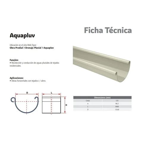 Embudo Canaleta Plastica Blanca Pvc Techo Metros Tigre Hidro San