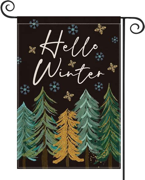 SPXUBZ Hello Winter Trees Snowflake Garden Flag Double Sided, Christmas ...