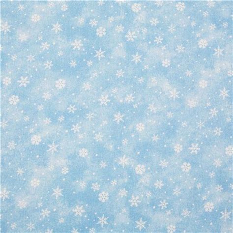 Remnant X Cm White Snowflakes On Light Blue Cotton Fabric