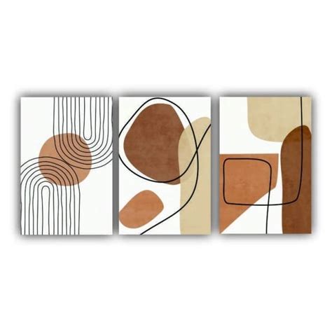 Quadro Abstrato Nude Boho Marrom Decor Kit Telas X Cm Branca Madeiramadeira