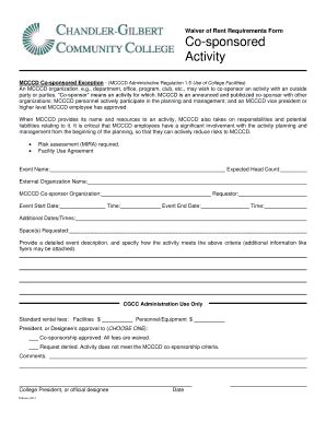 Fillable Online Cgc Maricopa CGCC Waiver Cosponsored Activity B2014bpdf