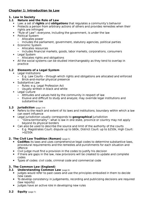 Law Notes Unit Law Unit Chapter Introduction To Law Law In