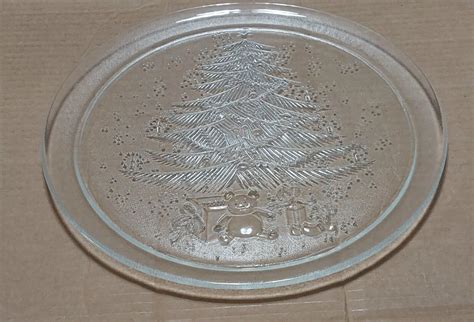 Vtg Les Verreries De Saint Gobain Christmas Tree Plate Platter