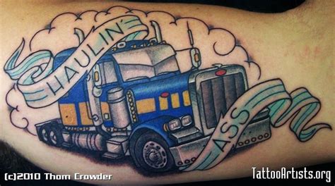 Truck Driver Tattoo Designs With Him On The Road Even If Theyre Not