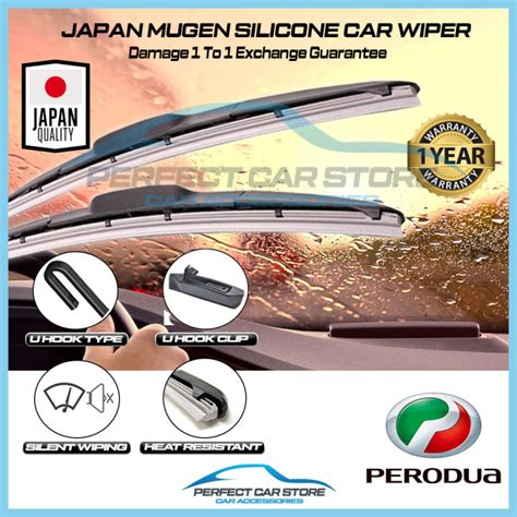 1 PAIR Classic Mugen Car Japan Silicone Wiper For Perodua Myvi Axia