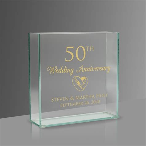 50th Anniversary Personalized Modern Glass Vase